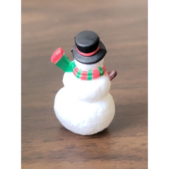 Snowman green red scarf Top Hat toy figure Village accessory - Picture 3 of 4